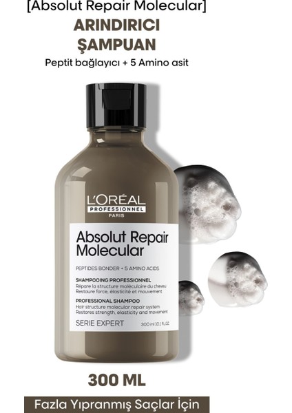Serie Expert Absolut Repair Molecular Tüm Yıpranmış Saçlar Için Arındırıcı Şampuan 300ML