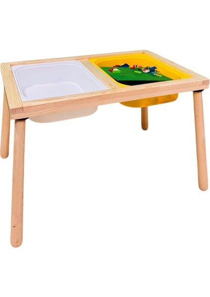 Joykids Doğal Ahşap Duyusal Çocuk Aktivite Masası Oyun Masası ve Çocuk Çalışma Masası