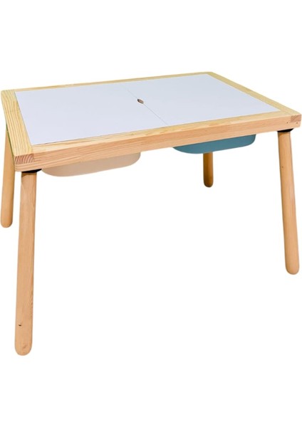 Joykids Doğal Ahşap Duyusal Çocuk Aktivite Masası Oyun Masası ve Çocuk Çalışma Masası