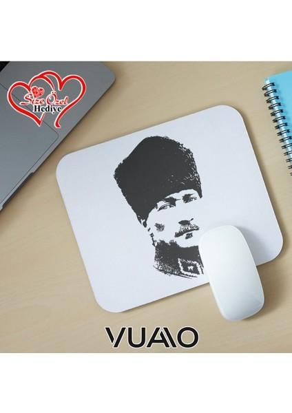 Kişiye Özel Isimli ve Mustafa Kemal Atatürk Temalı Imzalı Mouse Pad 21X17 cm - Baskılı Mousepad
