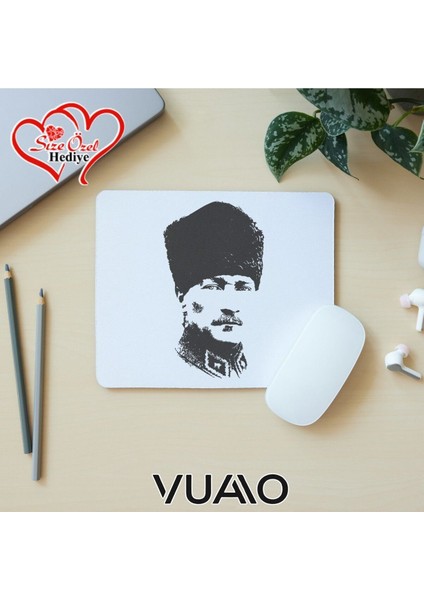 Kişiye Özel Isimli ve Mustafa Kemal Atatürk Temalı Imzalı Mouse Pad 21X17 cm - Baskılı Mousepad