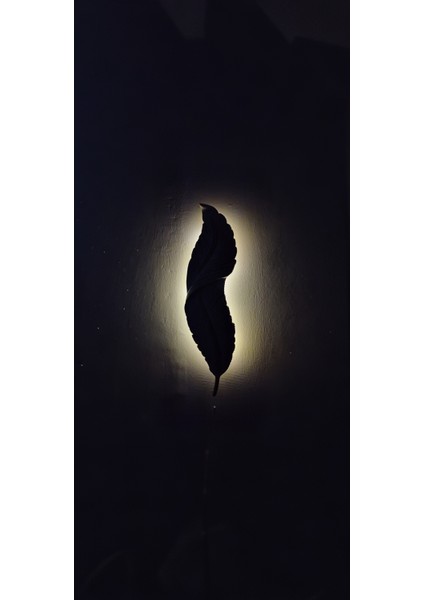 Tüy Aplik Ledli Pilli Dekoratif Duvar Aydınlatma - Şık Ve Modern Tasarım - (60 x 16 cm )