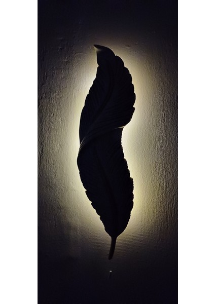 Tüy Aplik Ledli Pilli Dekoratif Duvar Aydınlatma - Şık Ve Modern Tasarım - (60*16 CM)