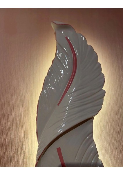 Tüy Aplik Ledli Pilli Dekoratif Duvar Aydınlatma - Şık Ve Modern Tasarım - (60*16 CM)