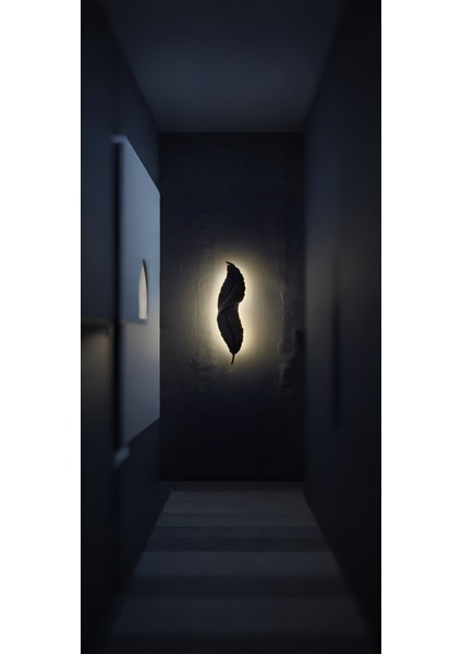 Tüy Aplik Ledli Pilli Dekoratif Duvar Aydınlatma - Şık Ve Modern Tasarım - (60*16 cm )