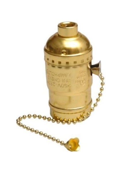 Nostalji Aydınlatma Zincir Ipli Sarı Metal Duy, E27 Duy Rustic Ampul Abajur Lambader Için