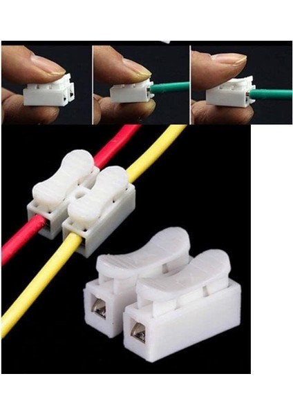 Lua Mandallı Vidasız Klemens Basmalı Tip 2 Li 2 Pin 100'LÜ Paket