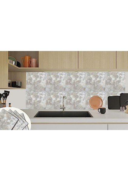 Kendinden Yapışkanlı Gri Mermer Desenli Pvc Karo 30X30 cm (11 Adet / 1 M²)