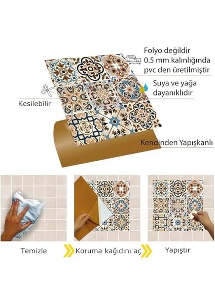 Kendinden Yapışkanlı Karma Fas 019 Desenli Pvc Karo 30X30 cm 11 Adet / 1 M²