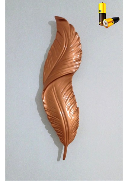 Tüy Aplik Ledli Pilli Dekoratif Duvar Aydınlatma - Şık Ve Modern Tasarım - (60*16 cm )