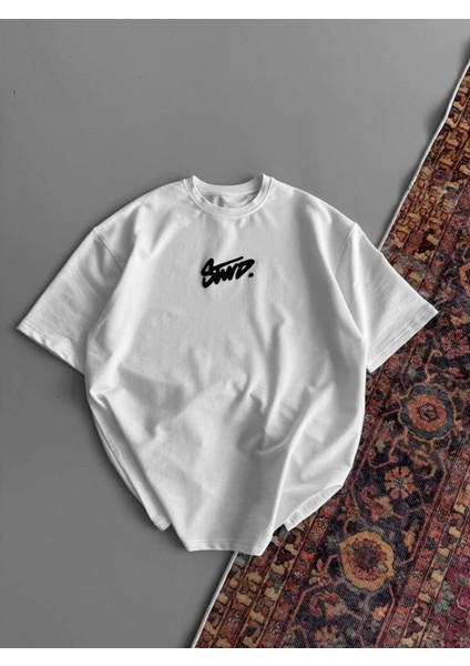 Baskılı Oversize T-Shirt - Beyaz