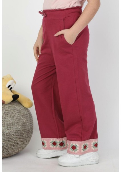 Önü Çiçek Işlemeli Kız Çocuk Alt Üst Takım modelleri