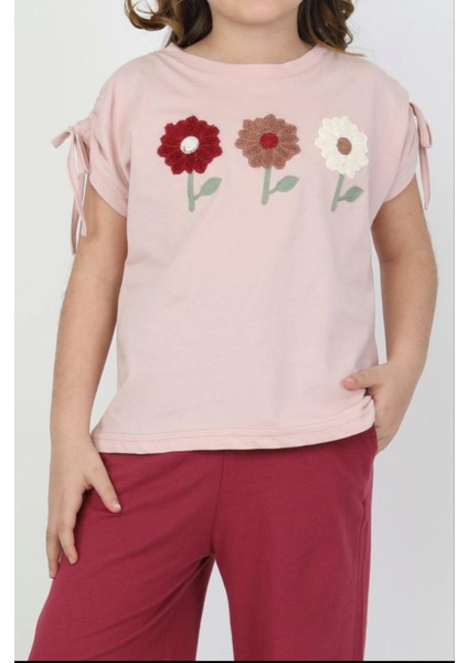 Önü Çiçek Işlemeli Kız Çocuk Alt Üst Takım fırsatları