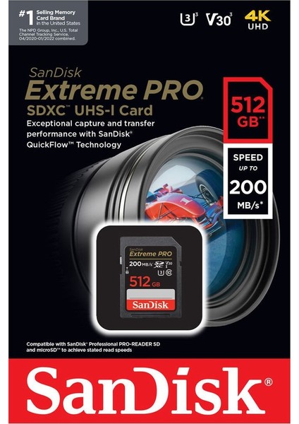 Extreme Pro 512GB 200MB/S Sdxc Hafıza Kartı