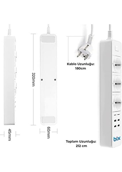 Bp-01 Yüksek Akım Korumalı Hızlı Şarj Özellikli 4 USB Bağlantı Noktası 3'lü Priz Paneli Amazon Alexa & Google Home Uyumlu Uzaktan Kontrol, Sesli Komut Özellikli Ev, Ofis Için Akıllı Priz