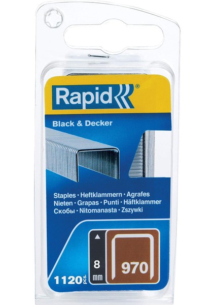Zımba Teli Tip 970, 8 mm Zımba, 1.120 Adet, Black & Decker El ve Elektrikli Zımba Makineleri Için Düz Tel Kıskaçlar