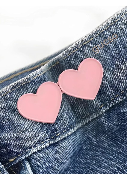 Pantolon Beli Daraltma Aparatı, Broş, Pembe Kalp Kemer , Pembe Renk Kalp Bel Daraltma Çıtçıtı