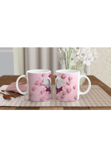 Pembe Kalpli Duvardan Bakan Sevimli Fil Temalı Baskılı Kupa Bardak indirimleri