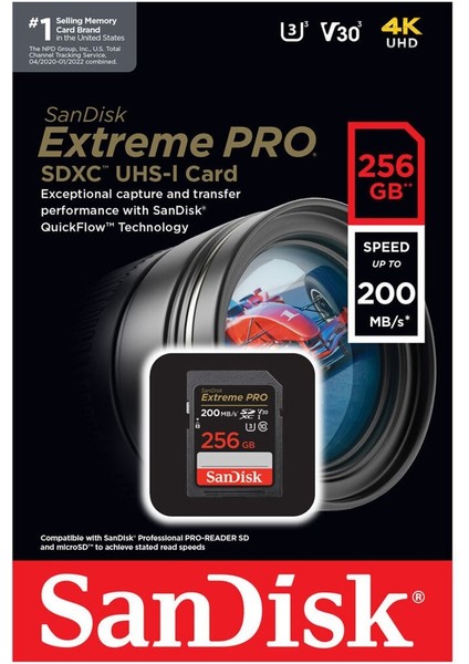 Extreme Pro 256GB 200MB/S Sdxc Hafıza Kartı
