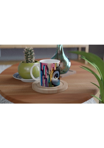 Renkli Boyalar Arasından Bakan Penguen Temalı Baskılı Kupa Bardak fırsatları