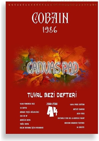 1986 Tuval Bezi Defteri Akrilik Defteri Yağlıboya Defteri Guaj Defteri (A3)