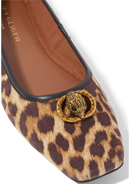 Chelsea Leopar Desenli Kare Burun Balerin Ayakkabı fırsatları