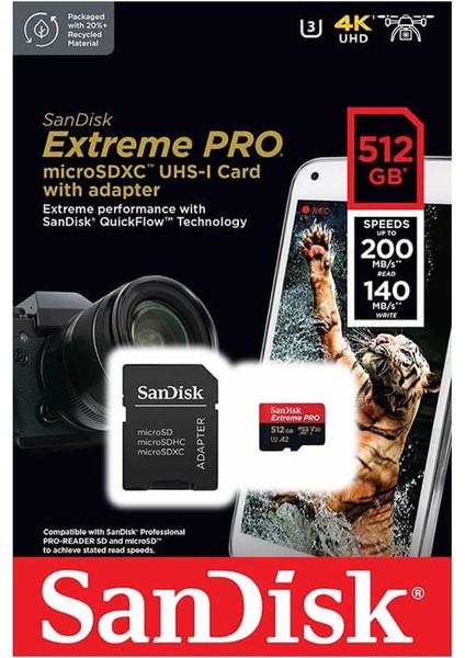 Extreme Pro 512GB 200MB/S Microsdxc Hafıza Kartı