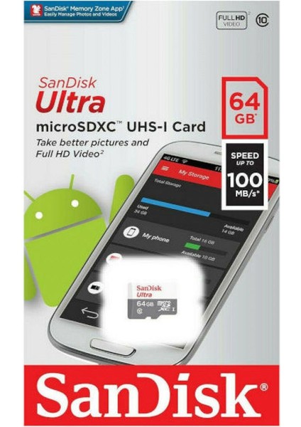 Ultra 64GB 100MB/S Microsdxc Hafıza Kartı