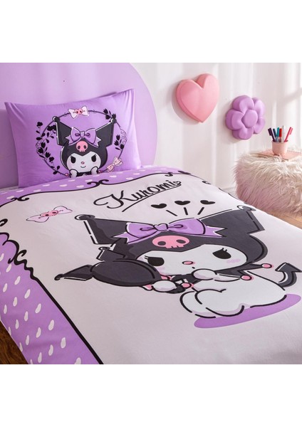 Taç Lisanslı Kuromi Tek Kişilik Pamuk Nevresim Takımı