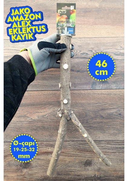 Venty 46CM Doğal Papağan Tüneği - Şekilli Dal Tünekl | Macaw, Kakadu, Jako, Amazon, Eklektus, Alexander, Kayık - T435