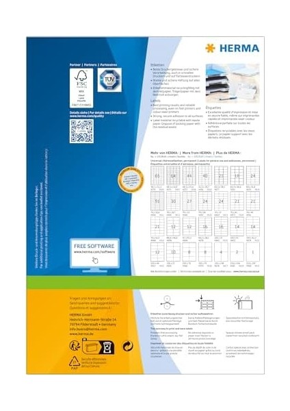 4270 Evrensel Etiket Dın A4 Küçük 38,1 x 21,2 Mm, 100 Yaprak, Kağıt, Mat Kendinden Yapışkanlı, Basılabilir, Kalıcı Yapışkan Adres Çıkartması, 6.500 Yapışkan Etiket, Beyaz