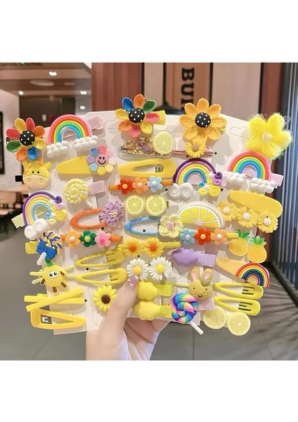 Çocuk Tokası 14 Adet, Renkli Sarı, Pembe, Mor, Tokalar, Çocuk Saç Aksesuarları, Sevimli Kız Tokaları modelleri
