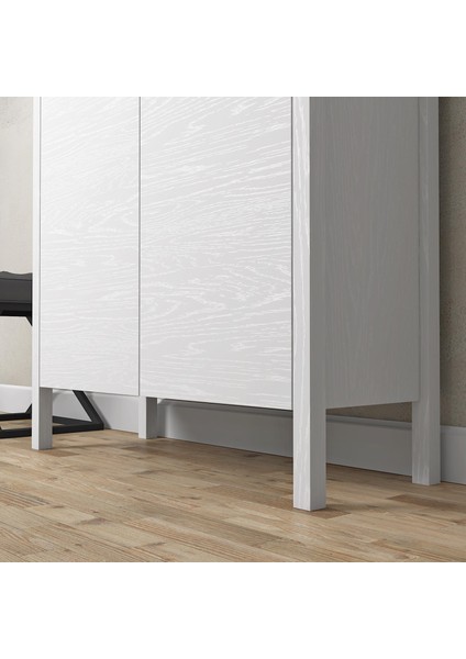 Venezia 2 Kapaklı, Ahşap Ayaklı, Premium Ayakkabılık, Çok Amaçlı Dolap - Minifiks - Wood Beyaz modelleri
