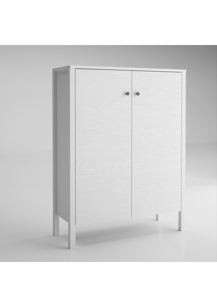 Venezia 2 Kapaklı, Ahşap Ayaklı, Premium Ayakkabılık, Çok Amaçlı Dolap - Minifiks - Wood Beyaz indirimleri