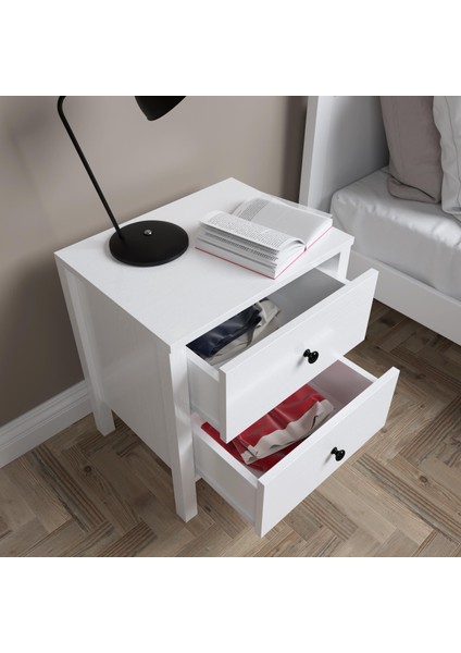 Venezia 2 Çekmeceli Ahşap Ayaklı Premium Komodin - Minifiks - Wood Beyaz modelleri