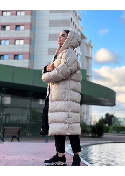Oversize Uzun Şişme Mont