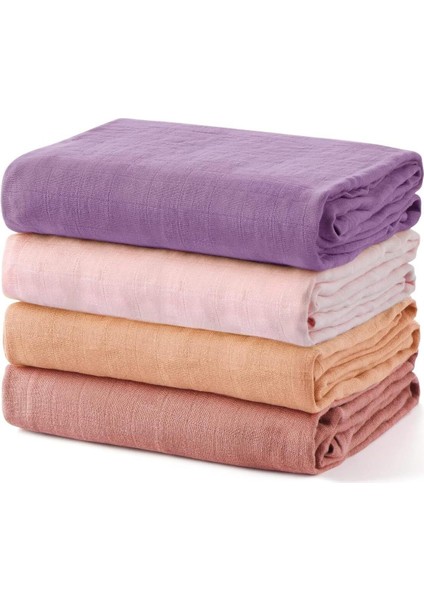 Muslin Kundak Bezi 4 Lü Set, Ultra Yumuşak ve Nefes Alabilir Pamuk, 120X120 cm