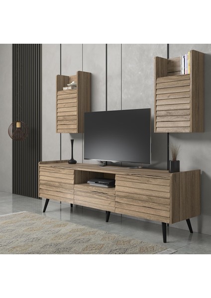 Della Panjur Kapaklı 2 Kapak 1 Çekmece Premium 180 cm Tv Ünitesi - Minifiks - Pera - Siyah