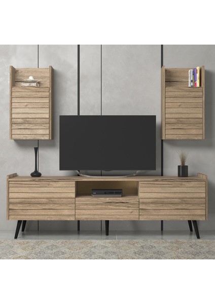 Della Panjur Kapaklı 2 Kapak 1 Çekmece Premium 180 cm Tv Ünitesi - Minifiks - Pera - Siyah fiyatları