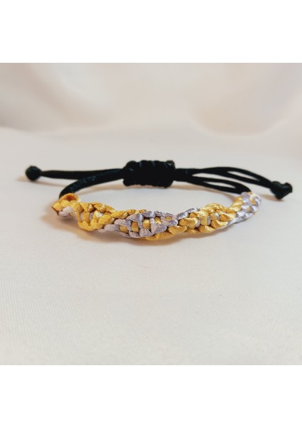 Unisex Makrome Örgü Bileklik, Hediyelik Bileklik, Altın Gümüş Renkli Şık Kalın Ip Bileklik, El Yapımı Etnik Otantik Örgü Bileklik, Aesthetic Vintage Bileklik