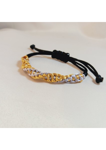 Unisex Makrome Örgü Bileklik, Hediyelik Bileklik, Altın Gümüş Renkli Şık Kalın Ip Bileklik, El Yapımı Etnik Otantik Örgü Bileklik, Aesthetic Vintage Bileklik