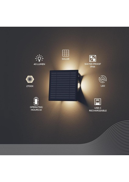 Altamura Güneş Enerjili Duvar Lambası, Yukarı ve Aşağı Dış Aydınlatma, Güneş Enerjili Bahçe Lambası modelleri