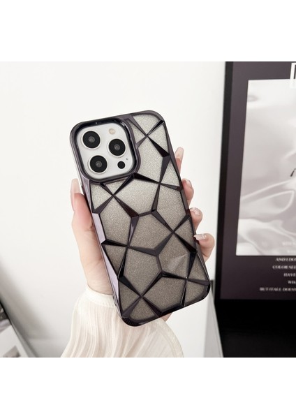 Apple iPhone 15 Pro Max Siyah Simli Prizma Telefon Kılıfı