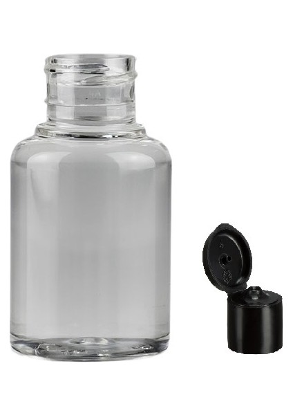 60 ml Plastik Şefaf Fliptop Kapak Şişe, 12 Adet, Kozmetik Şişe