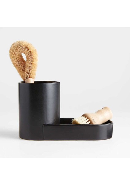 Chet Siyah Seramik Lavabo Rafı, Minimalist ve Modern Tasarım