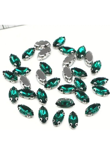 5x10 (1cm) Koyu Yeşil Kasalı Dikme Mekik Cam Taş 20 Adet