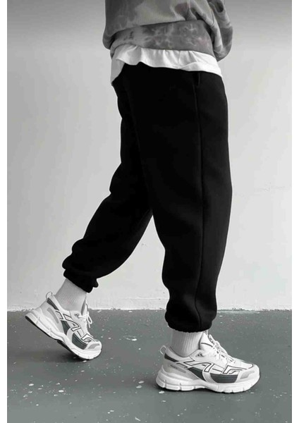 Rahat Kesim Günlük Giyim Için Ideal Paça Lastikli Unisex Siyah Eşorfman Altı