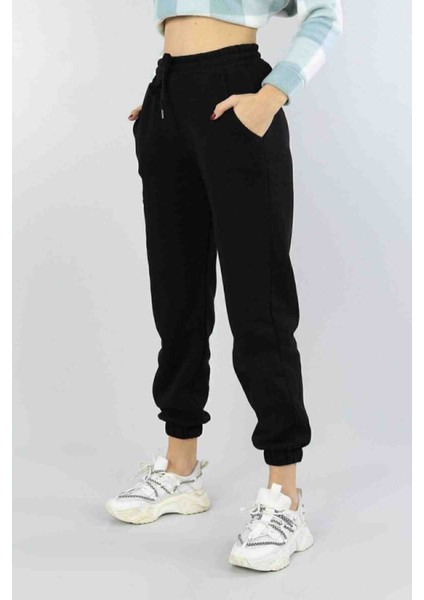 Rahat Kesim Günlük Giyim Için Ideal Paça Lastikli Unisex Siyah Eşorfman Altı