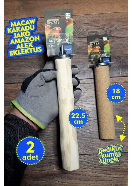 Venty 2 Adet Doğal ve Kumlu Papağan Tüneği Seti | Macaw, Kakadu, Jako, Amazon, Alex, Eklektus, Kayık - M422