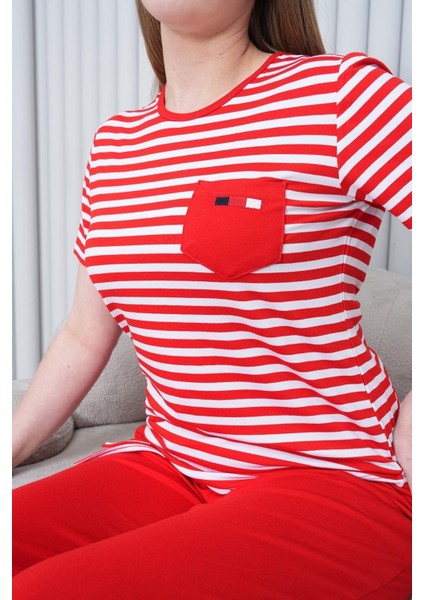 Mecit 6202 Kırmızı Çizgili Büyük Beden Kadın Pijama Takımı fiyatları
